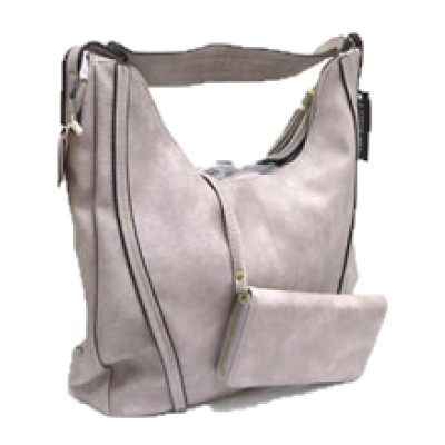 JQS30004-LIGHT GREY VEGAN LEATHER PURSE WITH WALLET